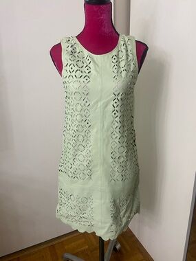 Rebecca Minkoff pastel green lamb leather laser cut dress 4